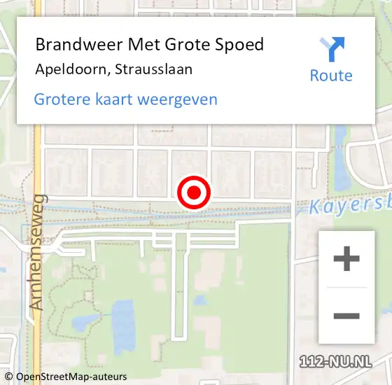 Locatie op kaart van de 112 melding: Brandweer Met Grote Spoed Naar Apeldoorn, Strausslaan op 9 februari 2015 12:45