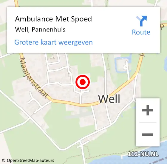 Locatie op kaart van de 112 melding: Ambulance Met Spoed Naar Well, Pannenhuis op 9 februari 2015 12:49