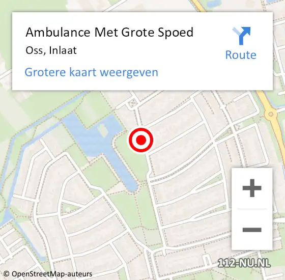 Locatie op kaart van de 112 melding: Ambulance Met Grote Spoed Naar Oss, Inlaat op 9 februari 2015 13:01