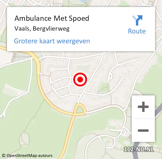 Locatie op kaart van de 112 melding: Ambulance Met Spoed Naar Vaals, Bergvlierweg op 9 februari 2015 13:02