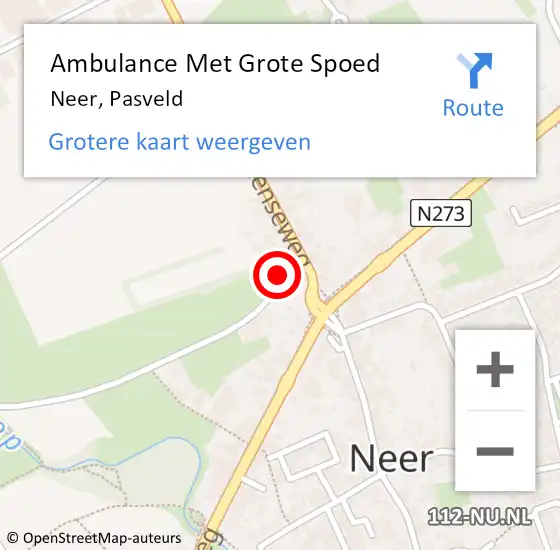 Locatie op kaart van de 112 melding: Ambulance Met Grote Spoed Naar Neer, Pasveld op 9 februari 2015 13:24