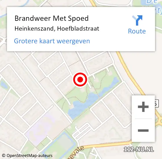 Locatie op kaart van de 112 melding: Brandweer Met Spoed Naar Heinkenszand, Hoefbladstraat op 9 februari 2015 13:29