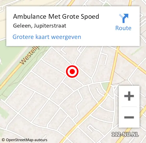 Locatie op kaart van de 112 melding: Ambulance Met Grote Spoed Naar Geleen, Jupiterstraat op 9 februari 2015 13:35