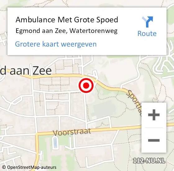 Locatie op kaart van de 112 melding: Ambulance Met Grote Spoed Naar Egmond aan Zee, Watertorenweg op 9 februari 2015 13:46