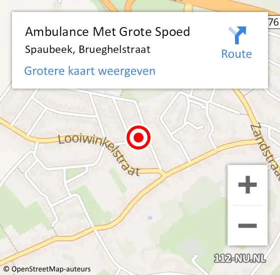 Locatie op kaart van de 112 melding: Ambulance Met Grote Spoed Naar Spaubeek, Brueghelstraat op 9 februari 2015 13:48