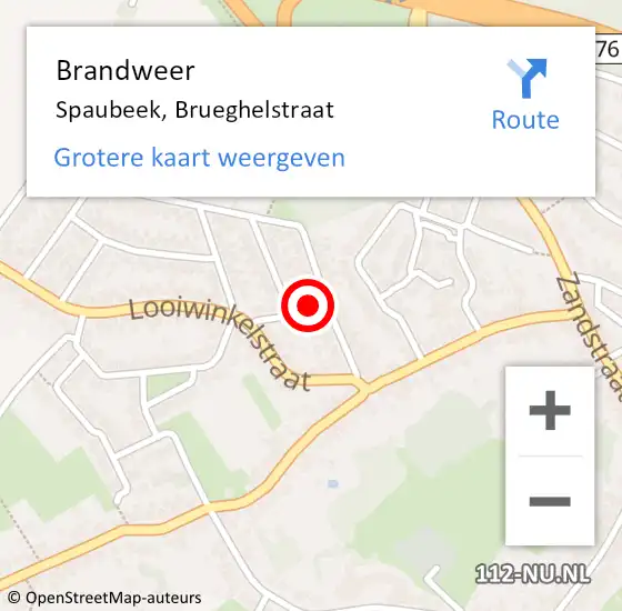 Locatie op kaart van de 112 melding: Brandweer Spaubeek, Brueghelstraat op 9 februari 2015 14:02