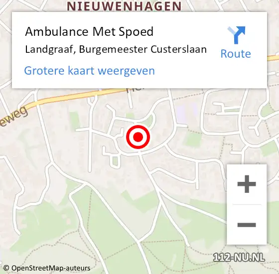 Locatie op kaart van de 112 melding: Ambulance Met Spoed Naar Landgraaf, Burgemeester Custerslaan op 9 februari 2015 14:05