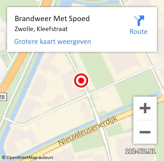 Locatie op kaart van de 112 melding: Brandweer Met Spoed Naar Zwolle, Kleefstraat op 9 februari 2015 14:08