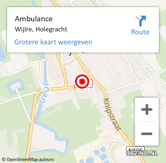 Locatie op kaart van de 112 melding: Ambulance Wijlre, Holegracht op 9 februari 2015 14:16