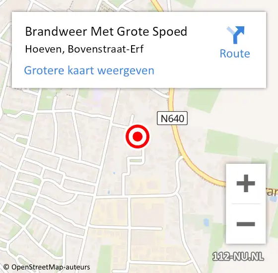 Locatie op kaart van de 112 melding: Brandweer Met Grote Spoed Naar Hoeven, Bovenstraat-Erf op 9 februari 2015 14:19