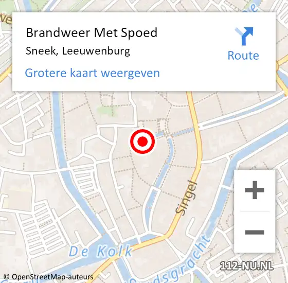 Locatie op kaart van de 112 melding: Brandweer Met Spoed Naar Sneek, Leeuwenburg op 29 oktober 2013 10:45