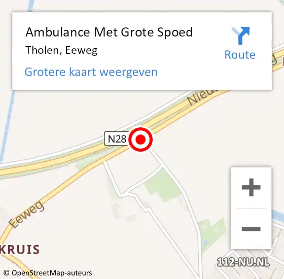 Locatie op kaart van de 112 melding: Ambulance Met Grote Spoed Naar Tholen, Eeweg op 9 februari 2015 14:48