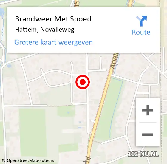 Locatie op kaart van de 112 melding: Brandweer Met Spoed Naar Hattem, Novalieweg op 9 februari 2015 14:57