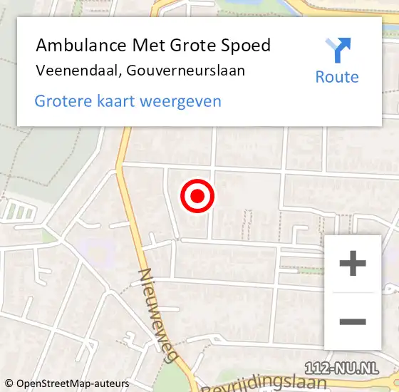 Locatie op kaart van de 112 melding: Ambulance Met Grote Spoed Naar Veenendaal, Gouverneurslaan op 29 oktober 2013 10:50