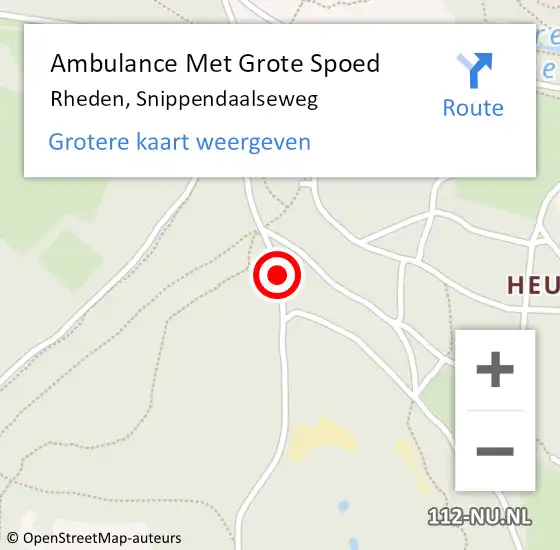 Locatie op kaart van de 112 melding: Ambulance Met Grote Spoed Naar Rheden, Snippendaalseweg op 9 februari 2015 15:23
