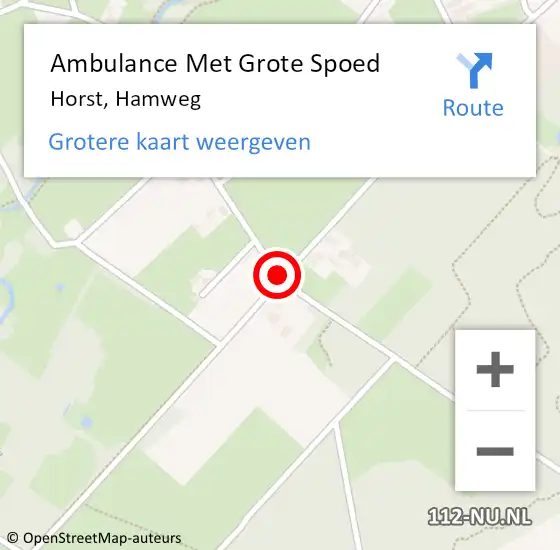 Locatie op kaart van de 112 melding: Ambulance Met Grote Spoed Naar Horst, Hamweg op 9 februari 2015 15:26