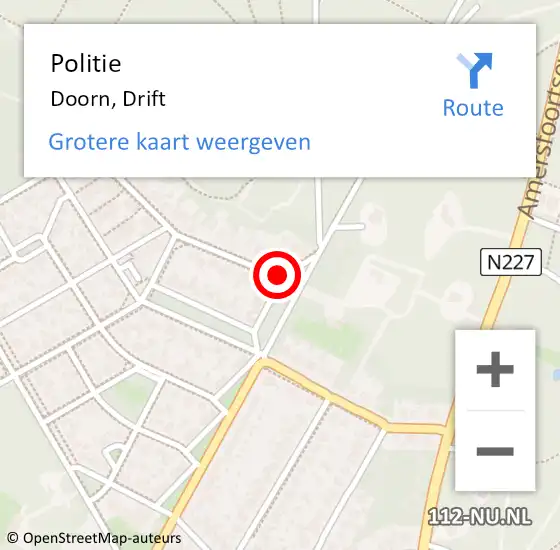 Locatie op kaart van de 112 melding: Politie Doorn, Drift op 9 februari 2015 15:55