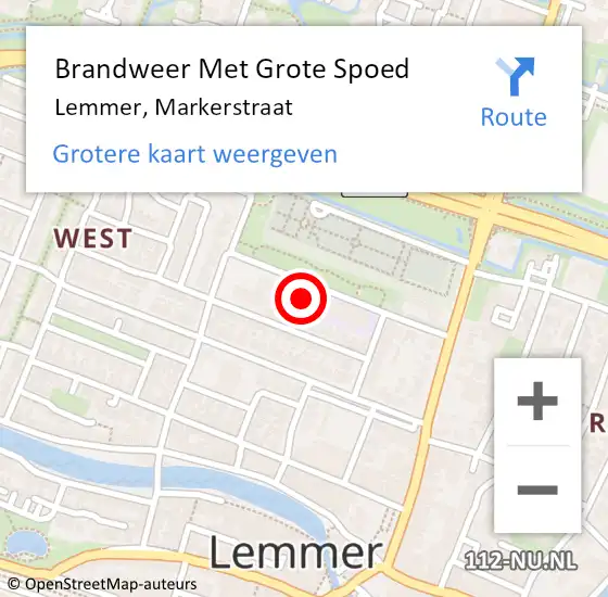 Locatie op kaart van de 112 melding: Brandweer Met Grote Spoed Naar Lemmer, Markerstraat op 9 februari 2015 16:16