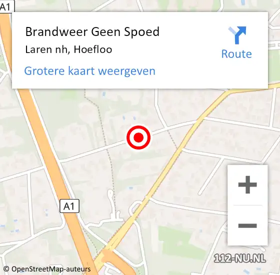 Locatie op kaart van de 112 melding: Brandweer Geen Spoed Naar Laren nh, Hoefloo op 9 februari 2015 16:21