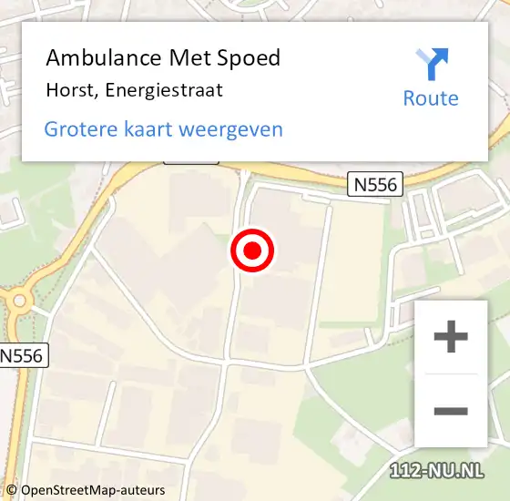 Locatie op kaart van de 112 melding: Ambulance Met Spoed Naar Horst, Energiestraat op 9 februari 2015 16:35