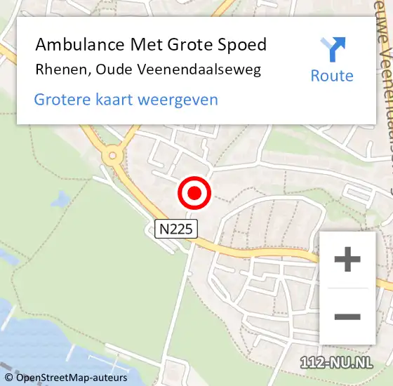 Locatie op kaart van de 112 melding: Ambulance Met Grote Spoed Naar Rhenen, Oude Veenendaalseweg op 9 februari 2015 18:29