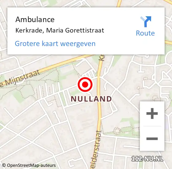 Locatie op kaart van de 112 melding: Ambulance Kerkrade, Maria Gorettistraat op 9 februari 2015 18:47