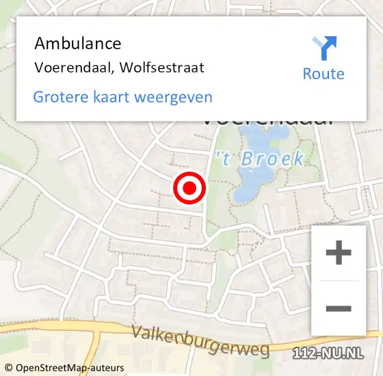 Locatie op kaart van de 112 melding: Ambulance Voerendaal, Wolfsestraat op 9 februari 2015 19:00