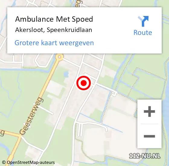 Locatie op kaart van de 112 melding: Ambulance Met Spoed Naar Akersloot, Speenkruidlaan op 9 februari 2015 19:37