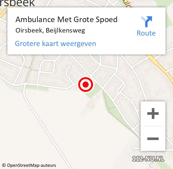 Locatie op kaart van de 112 melding: Ambulance Met Grote Spoed Naar Oirsbeek, Beijlkensweg op 9 februari 2015 21:05