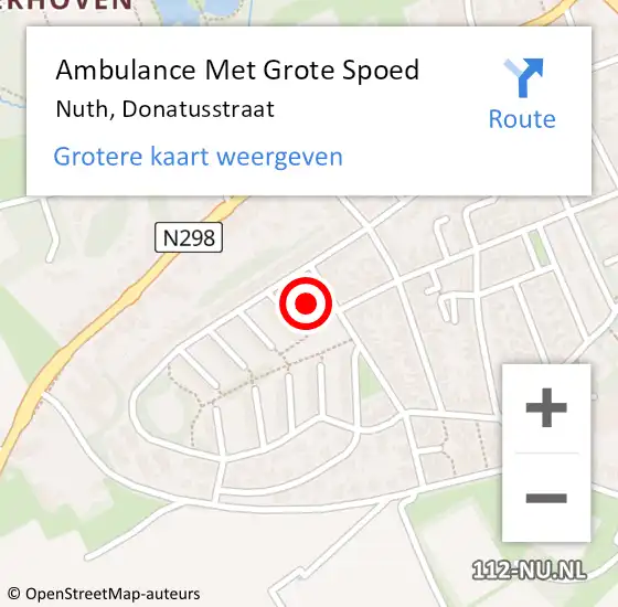 Locatie op kaart van de 112 melding: Ambulance Met Grote Spoed Naar Nuth, Donatusstraat op 9 februari 2015 21:26