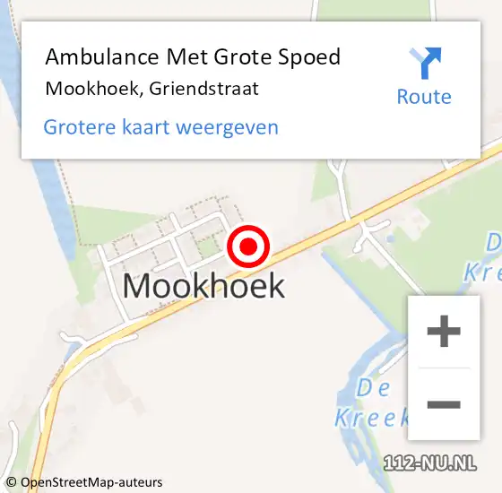 Locatie op kaart van de 112 melding: Ambulance Met Grote Spoed Naar Mookhoek, Griendstraat op 9 februari 2015 21:47