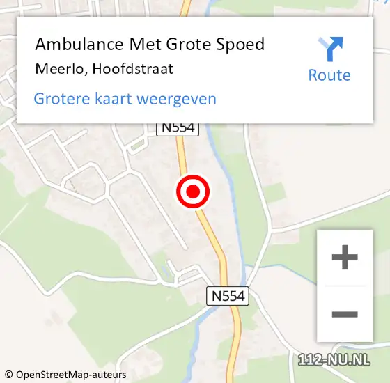 Locatie op kaart van de 112 melding: Ambulance Met Grote Spoed Naar Meerlo, Hoofdstraat op 9 februari 2015 22:16