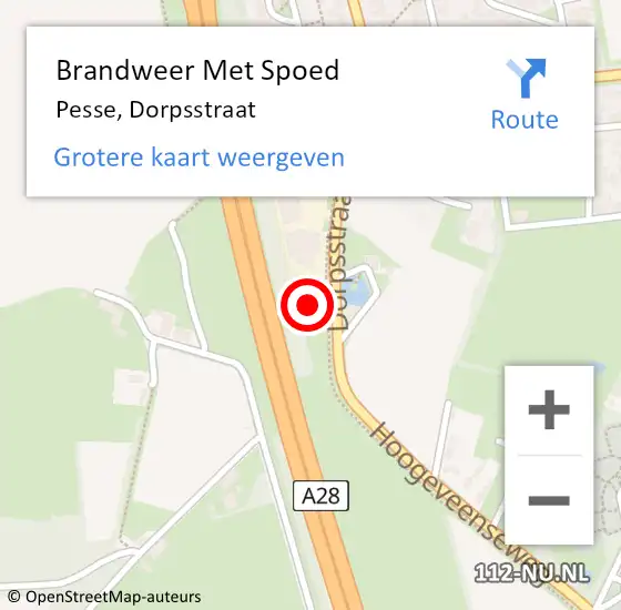 Locatie op kaart van de 112 melding: Brandweer Met Spoed Naar Pesse, Dorpsstraat op 9 februari 2015 22:39