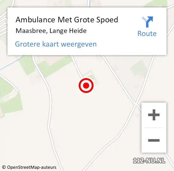 Locatie op kaart van de 112 melding: Ambulance Met Grote Spoed Naar Maasbree, Lange Heide op 9 februari 2015 23:08