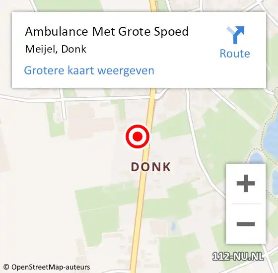 Locatie op kaart van de 112 melding: Ambulance Met Grote Spoed Naar Meijel, Donk op 9 februari 2015 23:10