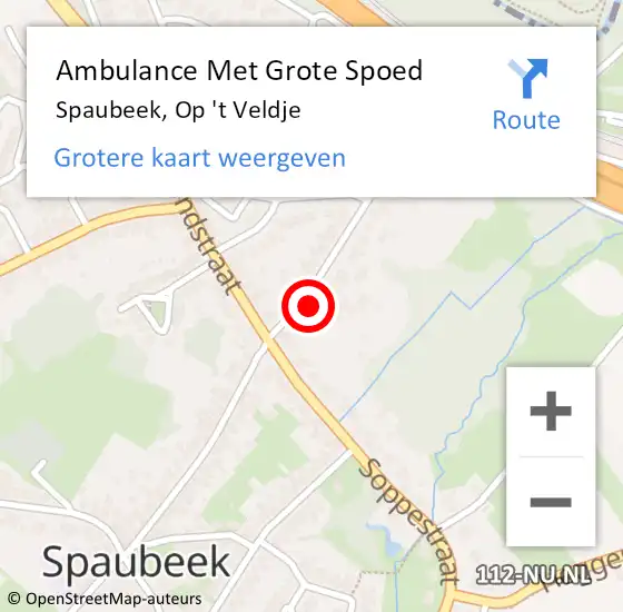 Locatie op kaart van de 112 melding: Ambulance Met Grote Spoed Naar Spaubeek, Op 't Veldje op 9 februari 2015 23:40