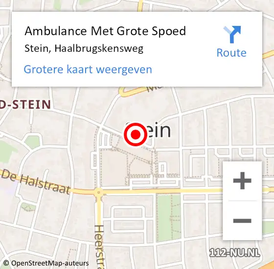 Locatie op kaart van de 112 melding: Ambulance Met Grote Spoed Naar Stein, Haalbrugskensweg op 10 februari 2015 00:08