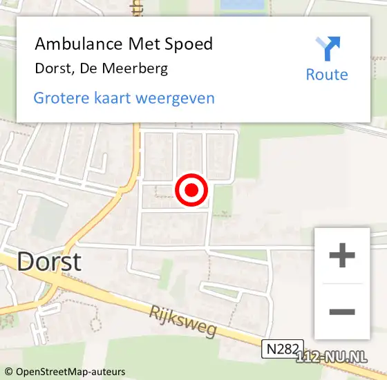 Locatie op kaart van de 112 melding: Ambulance Met Spoed Naar Dorst, De Meerberg op 10 februari 2015 02:38