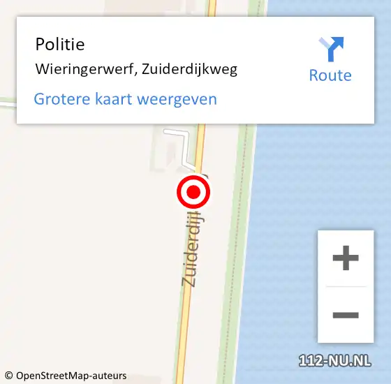 Locatie op kaart van de 112 melding: Politie Wieringerwerf, Zuiderdijkweg op 10 februari 2015 06:53