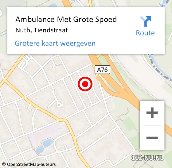 Locatie op kaart van de 112 melding: Ambulance Met Grote Spoed Naar Nuth, Tiendstraat op 10 februari 2015 07:22