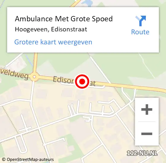 Locatie op kaart van de 112 melding: Ambulance Met Grote Spoed Naar Hoogeveen, Edisonstraat op 10 februari 2015 07:40