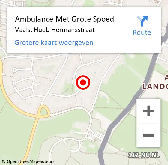 Locatie op kaart van de 112 melding: Ambulance Met Grote Spoed Naar Vaals, Huub Hermansstraat op 10 februari 2015 08:02