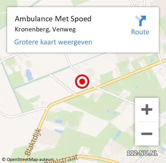 Locatie op kaart van de 112 melding: Ambulance Met Spoed Naar Kronenberg, Venweg op 10 februari 2015 09:18