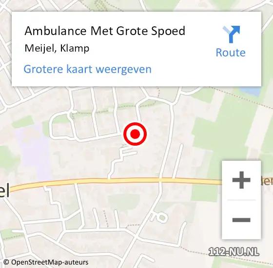 Locatie op kaart van de 112 melding: Ambulance Met Grote Spoed Naar Meijel, Klamp op 10 februari 2015 09:19