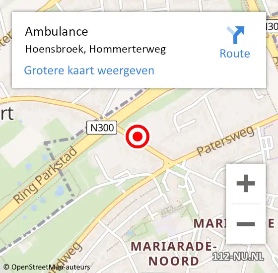 Locatie op kaart van de 112 melding: Ambulance Hoensbroek, Hommerterweg op 10 februari 2015 09:26