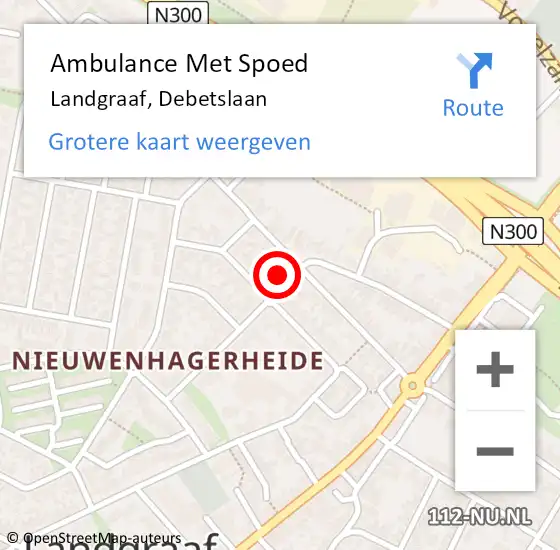 Locatie op kaart van de 112 melding: Ambulance Met Spoed Naar Landgraaf, Debetslaan op 10 februari 2015 09:29