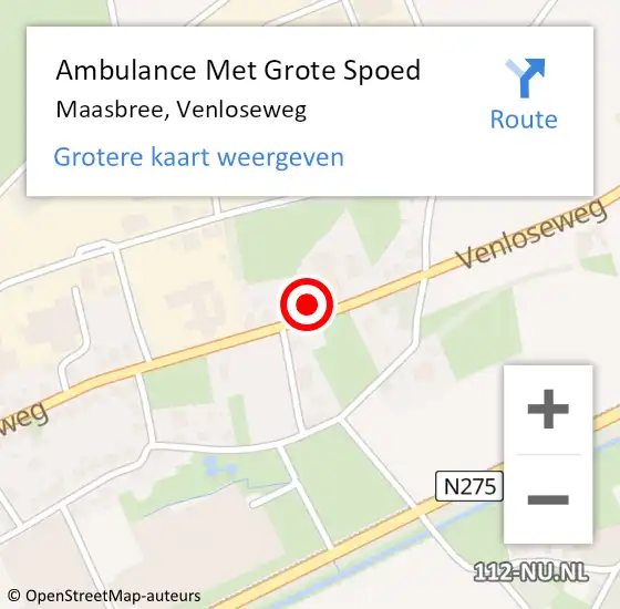 Locatie op kaart van de 112 melding: Ambulance Met Grote Spoed Naar Maasbree, Venloseweg op 10 februari 2015 10:43