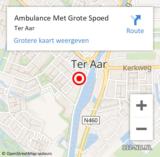 Locatie op kaart van de 112 melding: Ambulance Met Grote Spoed Naar Ter Aar op 10 februari 2015 11:46