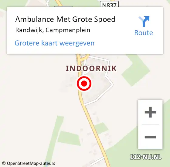 Locatie op kaart van de 112 melding: Ambulance Met Grote Spoed Naar Randwijk, Campmanplein op 10 februari 2015 12:01