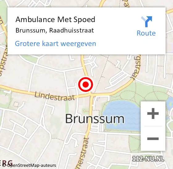 Locatie op kaart van de 112 melding: Ambulance Met Spoed Naar Brunssum, Raadhuisstraat op 10 februari 2015 12:13